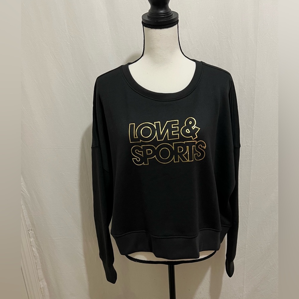 Love & Sports Fleece Sweat Shirt Size XL 16-18 color black